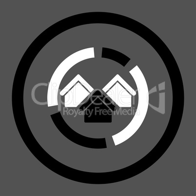 Realty diagram flat black and white colors rounded glyph icon