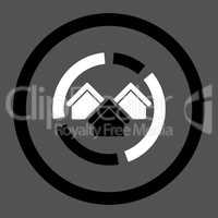 Realty diagram flat black and white colors rounded glyph icon
