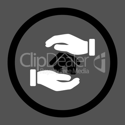 Realty insurance flat black and white colors rounded glyph icon