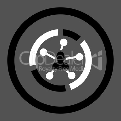 Relations diagram flat black and white colors rounded glyph icon