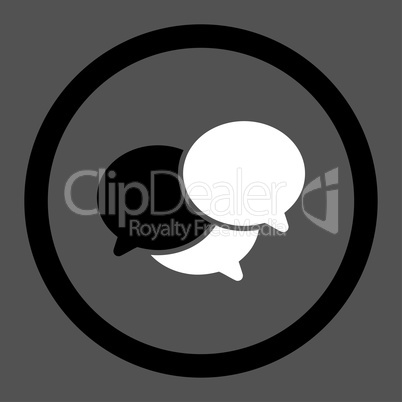 Webinar flat black and white colors rounded glyph icon