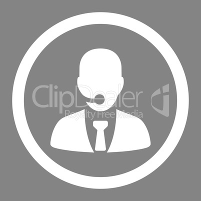 Call center operator flat white color rounded glyph icon