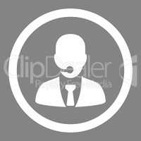 Call center operator flat white color rounded glyph icon