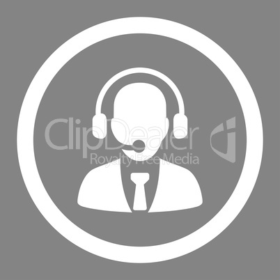 Call center flat white color rounded glyph icon
