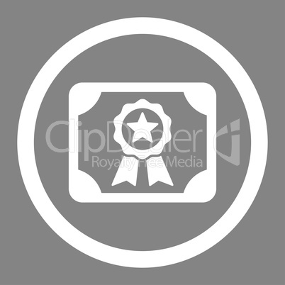 Certificate flat white color rounded glyph icon