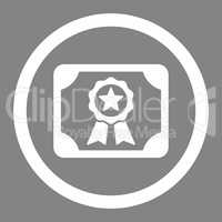 Certificate flat white color rounded glyph icon