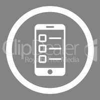 Mobile test flat white color rounded glyph icon