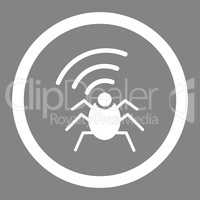 Radio spy bug flat white color rounded glyph icon