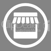 Store flat white color rounded glyph icon
