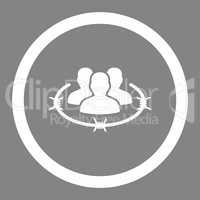 Strict management flat white color rounded glyph icon