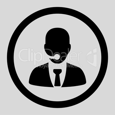 Call center operator flat black color rounded glyph icon