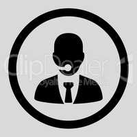 Call center operator flat black color rounded glyph icon