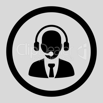 Call center flat black color rounded glyph icon