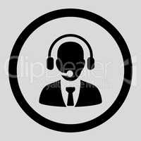Call center flat black color rounded glyph icon