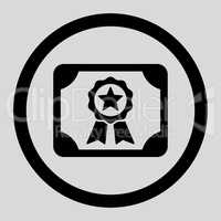 Certificate flat black color rounded glyph icon