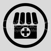 Drugstore flat black color rounded glyph icon