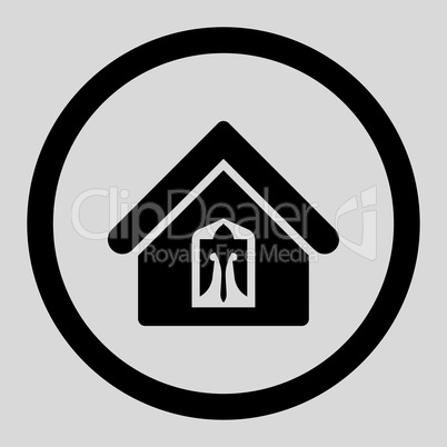 Home flat black color rounded glyph icon