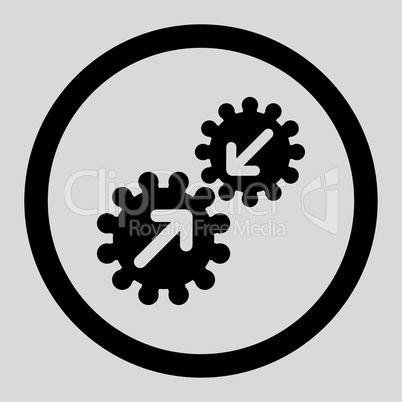 Integration flat black color rounded glyph icon