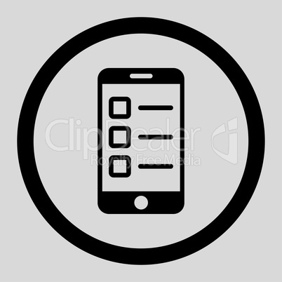 Mobile test flat black color rounded glyph icon