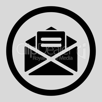 Open mail flat black color rounded glyph icon