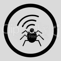 Radio spy bug flat black color rounded glyph icon