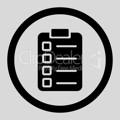 Test task flat black color rounded glyph icon