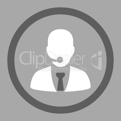 Call center operator flat dark gray and white colors rounded glyph icon