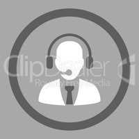 Call center flat dark gray and white colors rounded glyph icon