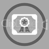 Certificate flat dark gray and white colors rounded glyph icon