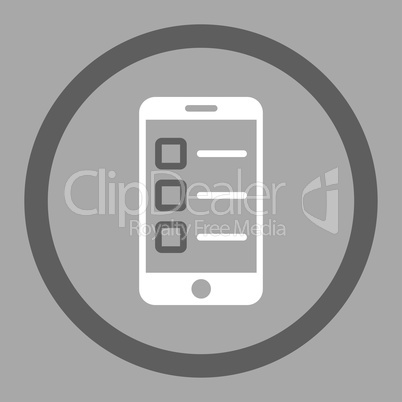 Mobile test flat dark gray and white colors rounded glyph icon