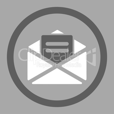 Open mail flat dark gray and white colors rounded glyph icon