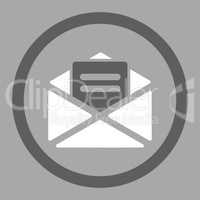 Open mail flat dark gray and white colors rounded glyph icon