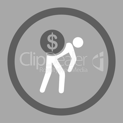 Money courier flat dark gray and white colors rounded glyph icon