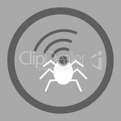 Radio spy bug flat dark gray and white colors rounded glyph icon