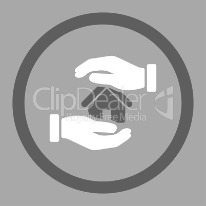 Realty insurance flat dark gray and white colors rounded glyph icon