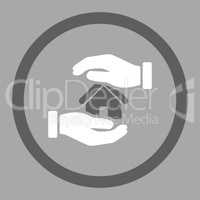 Realty insurance flat dark gray and white colors rounded glyph icon