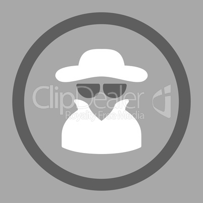 Spy flat dark gray and white colors rounded glyph icon
