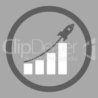 Startup sales flat dark gray and white colors rounded glyph icon