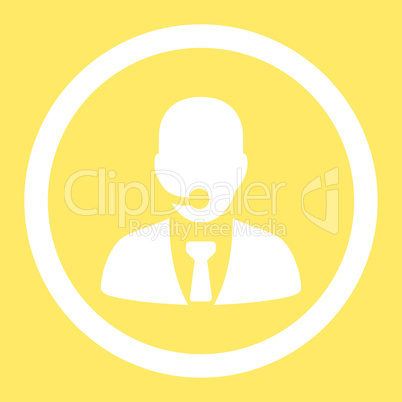 Call center operator flat white color rounded glyph icon