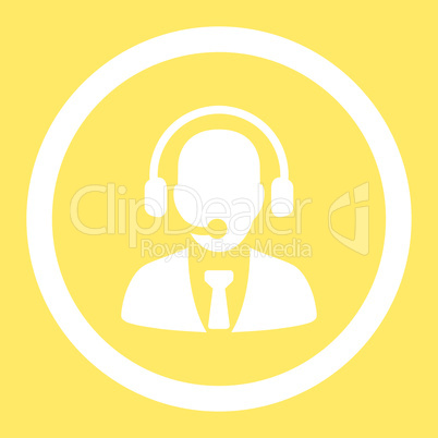 Call center flat white color rounded glyph icon