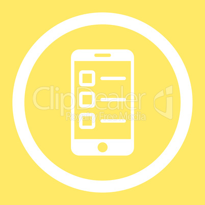 Mobile test flat white color rounded glyph icon
