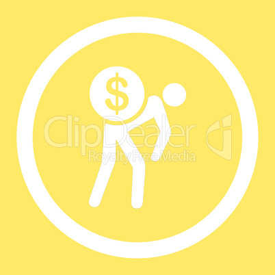 Money courier flat white color rounded glyph icon