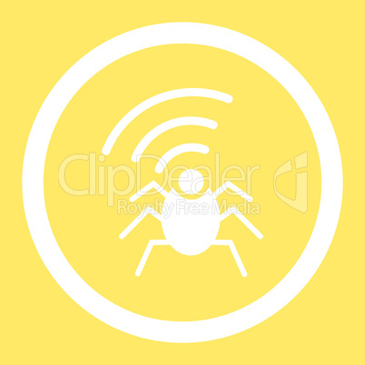 Radio spy bug flat white color rounded glyph icon