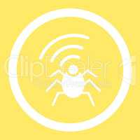 Radio spy bug flat white color rounded glyph icon