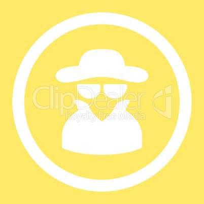 Spy flat white color rounded glyph icon