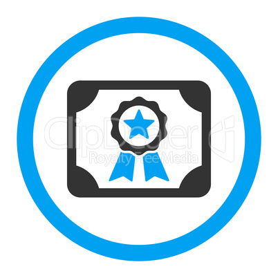 Certificate flat blue and gray colors rounded glyph icon
