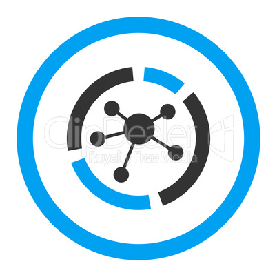 Connections diagram flat blue and gray colors rounded glyph icon