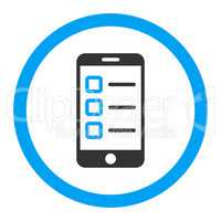 Mobile test flat blue and gray colors rounded glyph icon