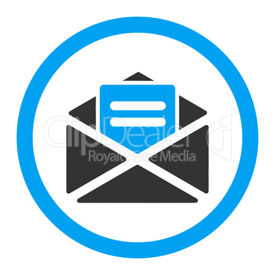 Open mail flat blue and gray colors rounded glyph icon