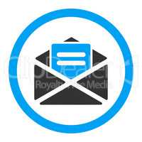 Open mail flat blue and gray colors rounded glyph icon
